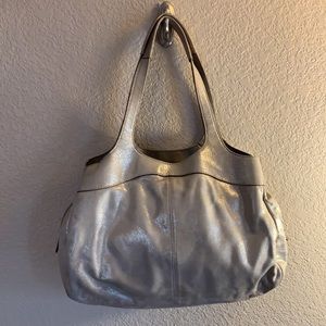 Genuine Coach Sparkly taupe handbag.